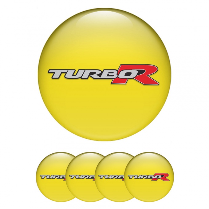 TurboR Domed Stickers for Wheel center caps Style Yellow