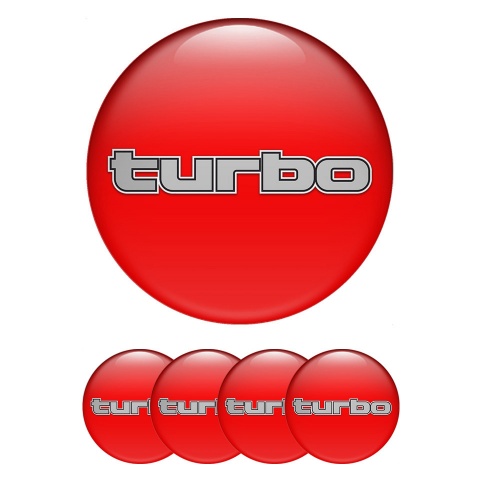 TurboR Emblem for Center Caps Red with Gray lettering