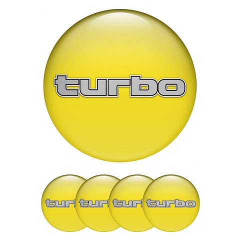 TurboR Wheel Emblems Yellow with Gray logo