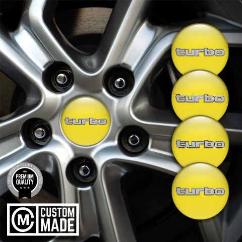 TurboR Wheel Emblems Yellow with Gray logo