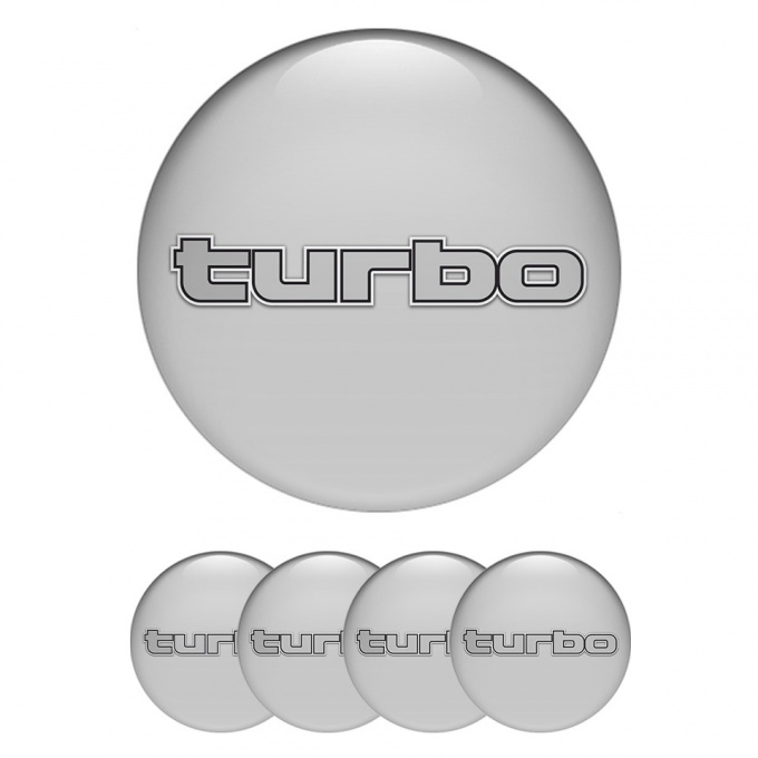 TurboR Domed Stickers for Wheel center caps Grey