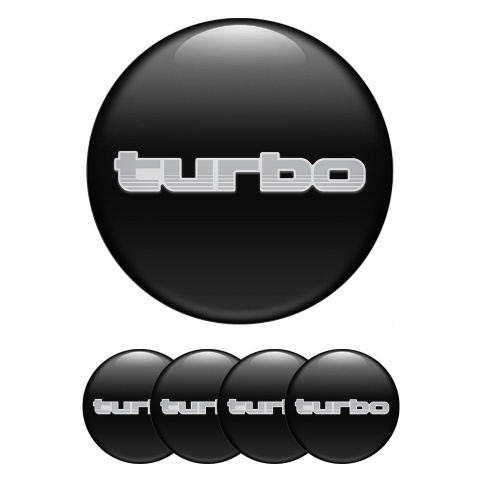 TurboR Emblem for Wheel center caps Black with gray logo 1