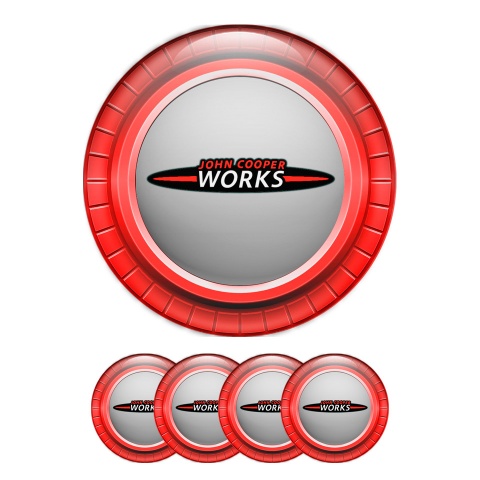 Mini Cooper John Works Wheel Cap Silicone Stickers Red Grey Edition