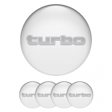 TurboR Wheel Emblems for Center Caps White with Gray logo 2