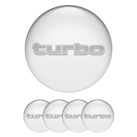 TurboR Wheel Emblems for Center Caps White with Gray logo 2