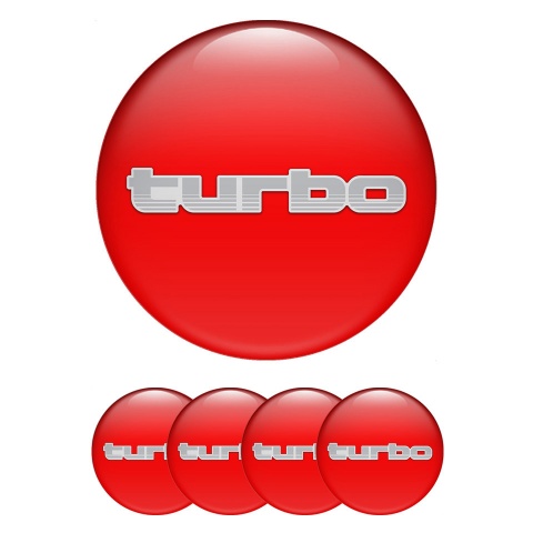 TurboR Emblem for Center Caps Red with Gray logo