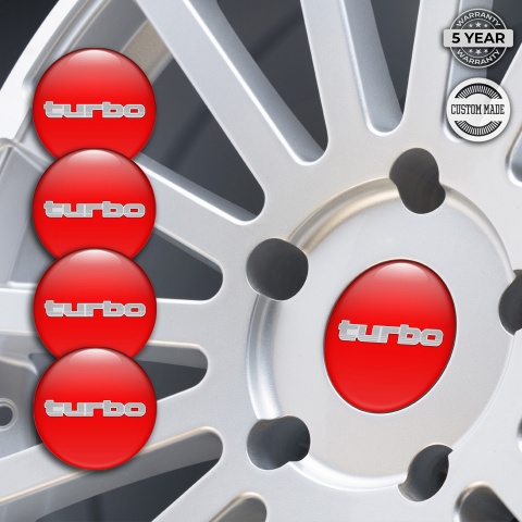 TurboR Emblem for Center Caps Red with Gray logo