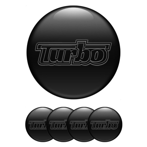 TurboR Domed Stickers for Wheel center caps Black