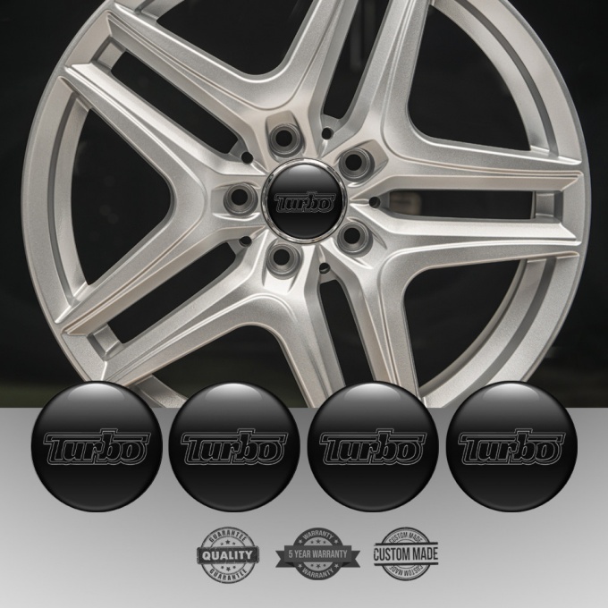 TurboR Domed Stickers for Wheel center caps Black | Wheel Emblems ...