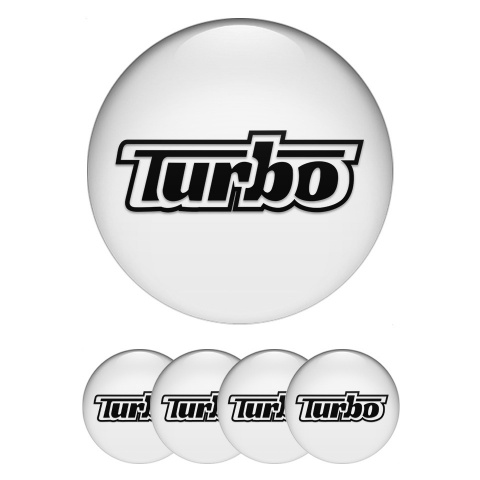 TurboR Center Caps Wheel Emblem White with Black logo