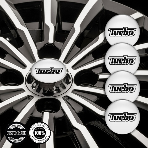 TurboR Center Caps Wheel Emblem White with Black logo