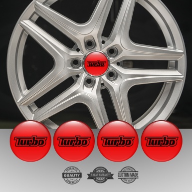 TurboR Emblems for Wheel center caps Design Red with Black logo