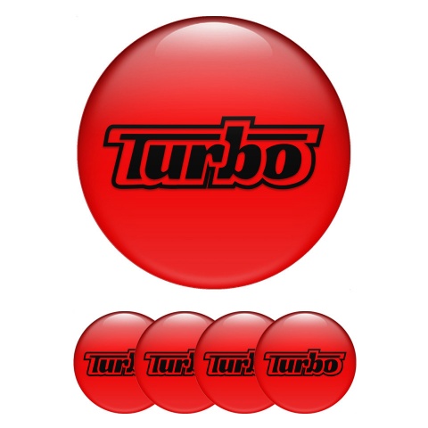 TurboR Emblems for Wheel center caps Design Red with Black logo