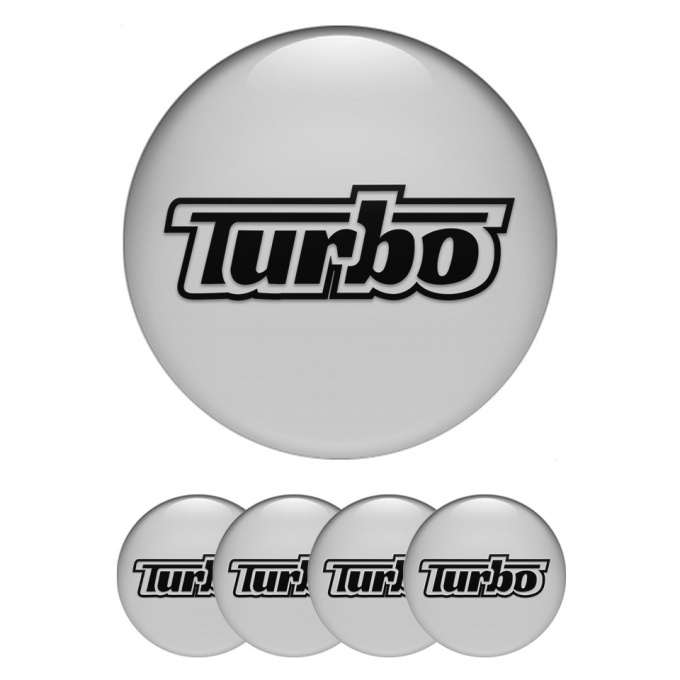 TurboR Center Caps Wheel Emblem Gray with Black logo