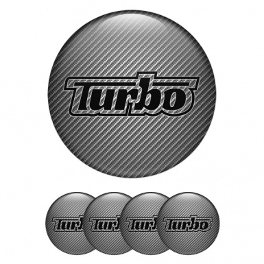 TurboR Emblem for Center Caps Black logo and carbon