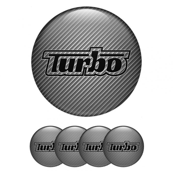 TurboR Emblem for Center Caps Black logo and carbon