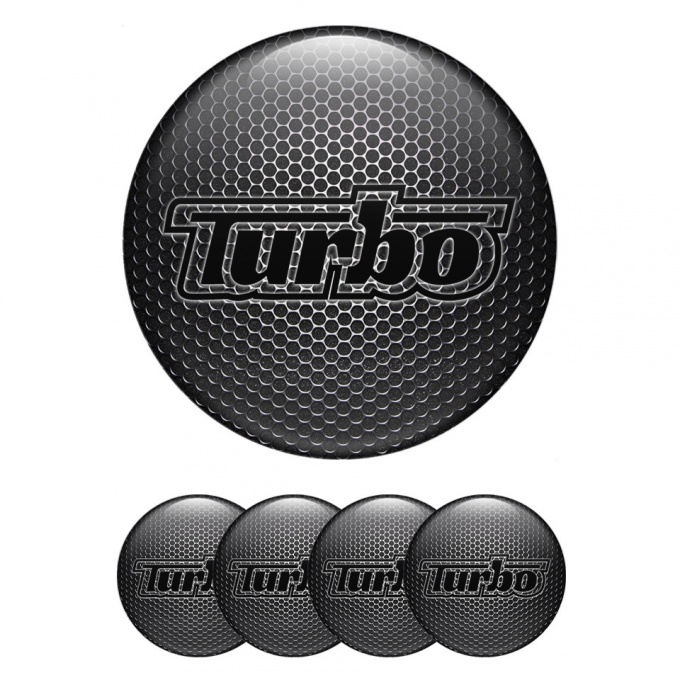 TurboR Domed Stickers for Wheel center caps Black honeycomb