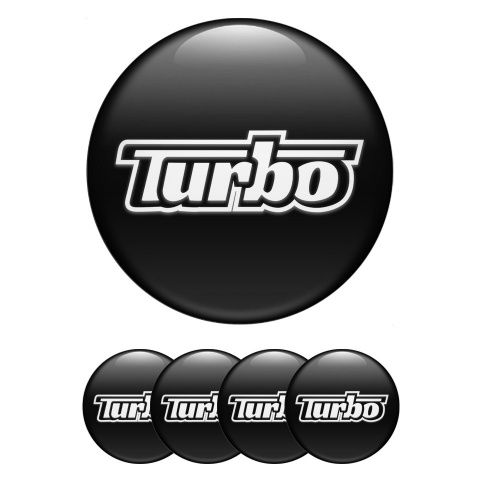 TurboR Wheel Hub Emblems Black with White logo