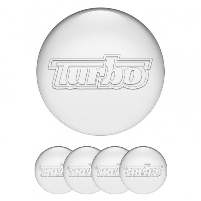 TurboR Wheel Stickers for Center Caps Style White