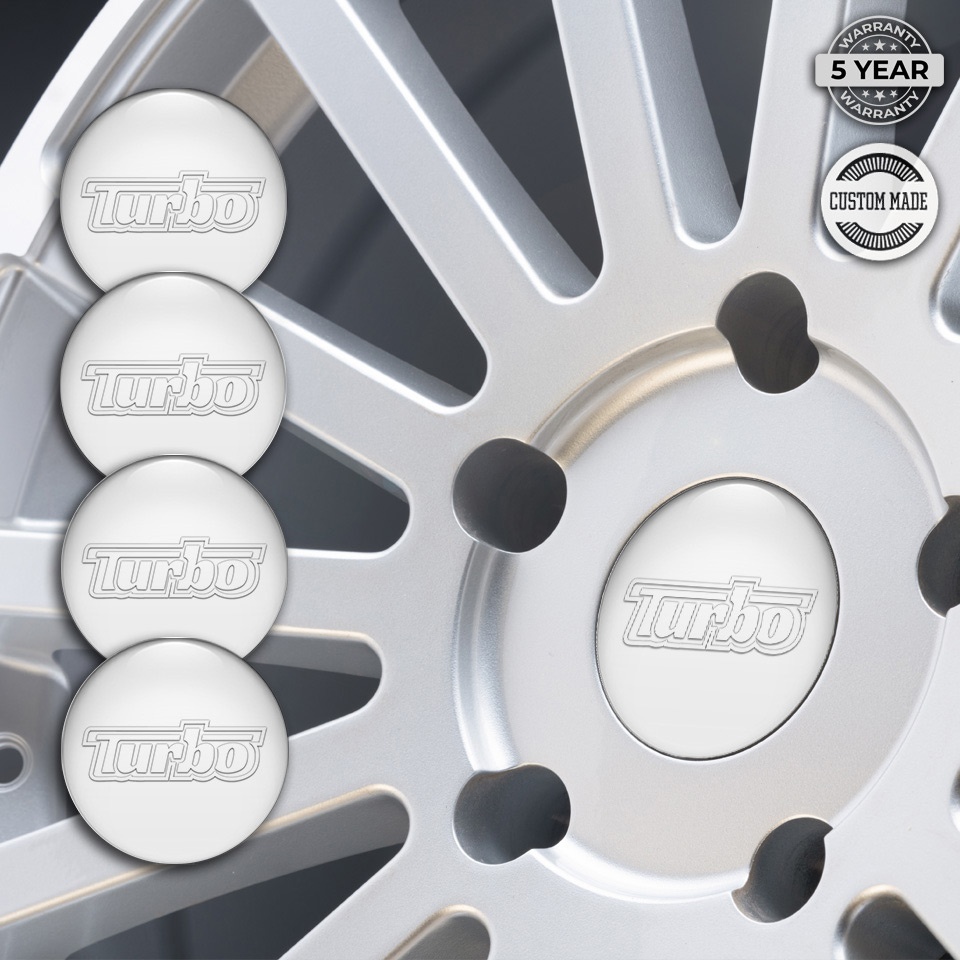 TurboR Wheel Stickers for Center Caps Style White | Wheel Emblems ...