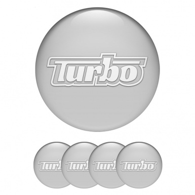 TurboR Wheel Stickers for Center Caps Gray with White logo