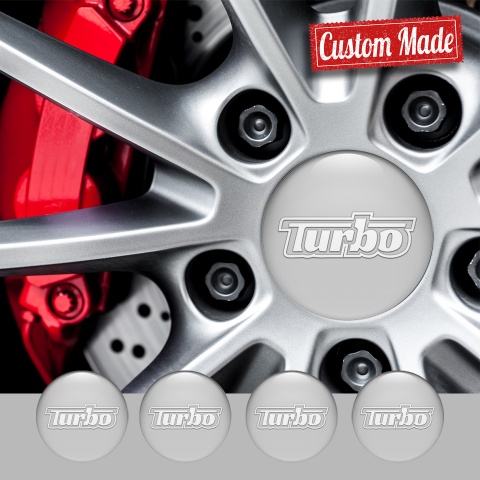 TurboR Wheel Stickers for Center Caps Gray with White logo