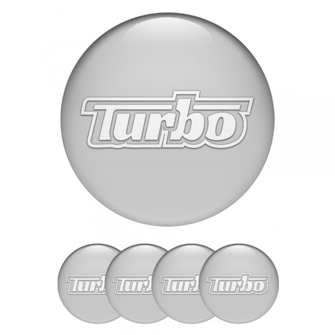 TurboR Wheel Stickers for Center Caps Gray with White logo