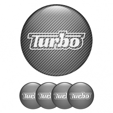 TurboR Emblem for Center Caps carbon with White logo