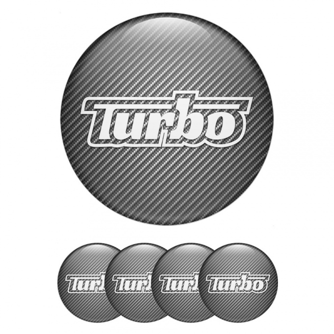 TurboR Emblem for Center Caps carbon with White logo