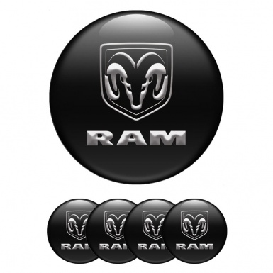 Dodge RAM Wheel Emblems for Center Caps Black 3D Logo