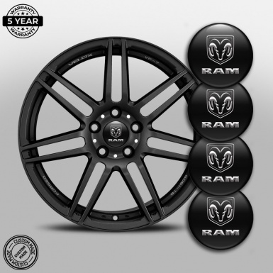 Dodge RAM Wheel Emblems for Center Caps Black 3D Logo