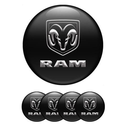 Dodge RAM Wheel Emblems for Center Caps Black 3D Logo