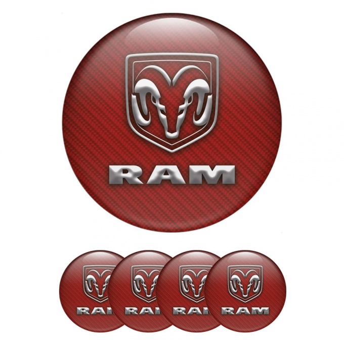 Dodge RAM Emblem for Wheel Center Caps Red Carbon Edition