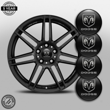 Dodge Silicone Emblems for Wheel Center Caps Black 3D Edition