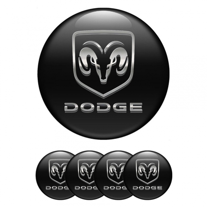 Dodge Silicone Emblems for Wheel Center Caps Black 3D Edition