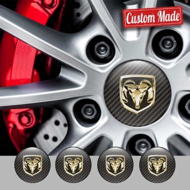 Dodge Emblem for Wheel Center Caps Carbon Gold Tone Logo