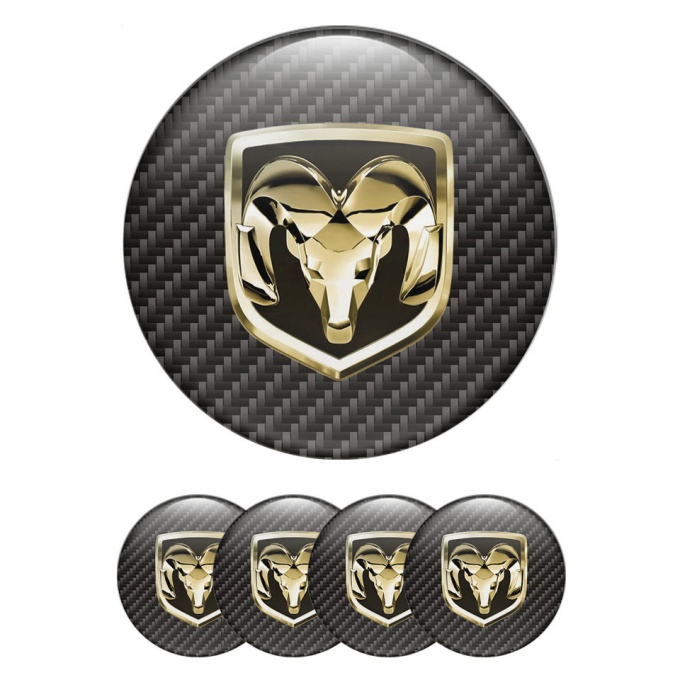 Dodge Emblem for Wheel Center Caps Carbon Gold Tone Logo