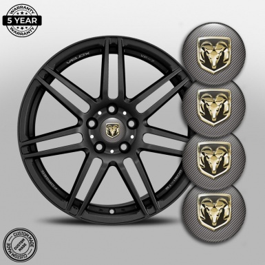 Dodge Wheel Emblems for Center Caps Carbon Gold Tone Logo