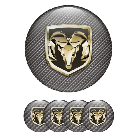 Dodge Wheel Emblems for Center Caps Carbon Gold Tone Logo