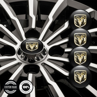 Dodge Wheel Emblems for Center Caps Black Base Gold Logo