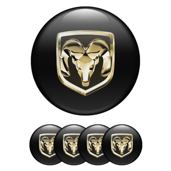 Dodge Wheel Emblems for Center Caps Black Base Gold Logo