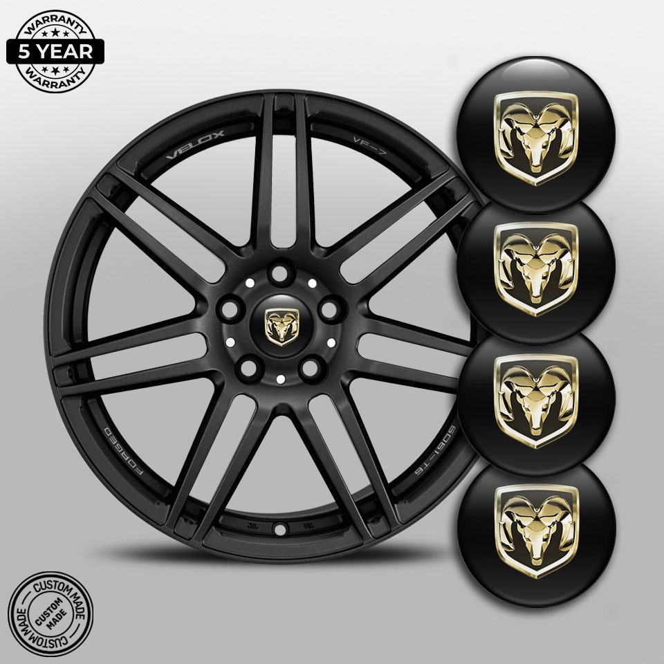 Dodge Wheel Emblems for Center Caps Black Base Gold Logo | Wheel ...