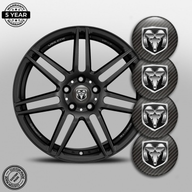 Dodge Wheel Emblem for Center Caps 3D Black Logo Carbon