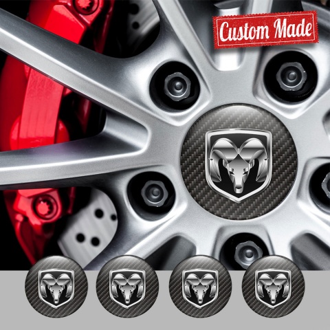 Dodge Wheel Emblem for Center Caps 3D Black Logo Carbon