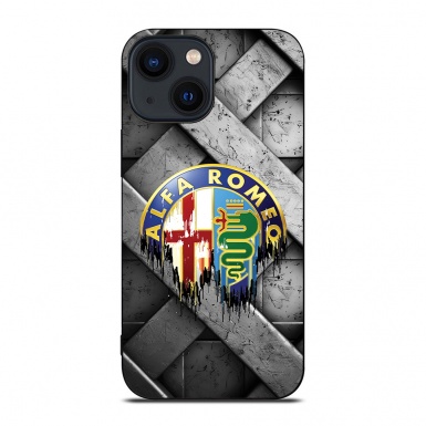 Alfa Romeo iPhone Case with Design Stone Grid Logo