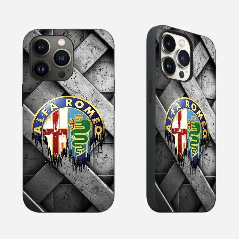 Alfa Romeo iPhone Case with Design Stone Grid Logo