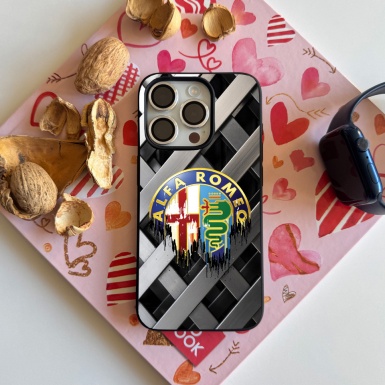 Alfa Romeo iPhone Case with Design Metal Grid Logo 