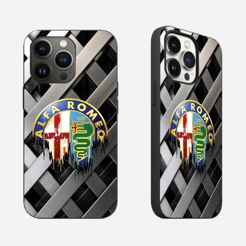 Alfa Romeo iPhone Case with Design Metal Grid Logo 