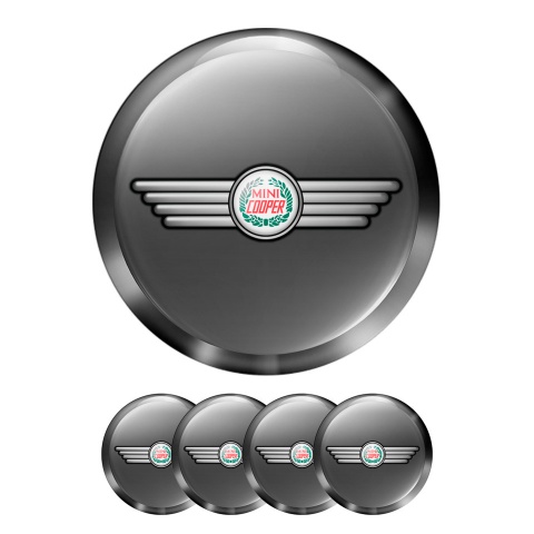 Mini Cooper Wheel Cap Silicone Stickers Grey Old Style Logo