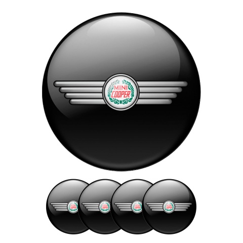 Mini Cooper Wheel Cap Silicone Stickers Black Old Style Logo